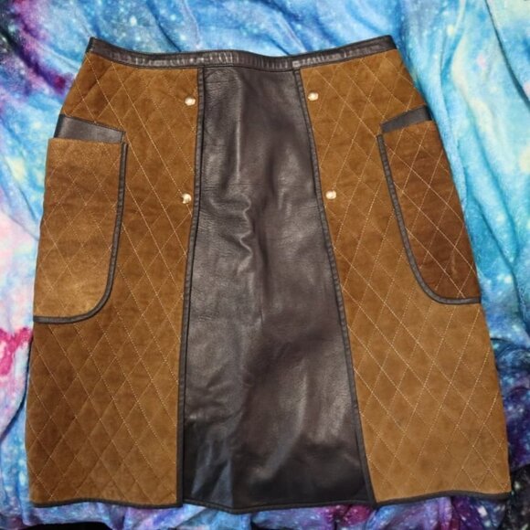 RUNWAY FW2012 Sz 4 Tommy Hilfiger Quilted Leather Skirt Two-Tone Leather Autumn - Picture 1 of 16